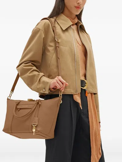 Maison De Sabre Weekender Full-grain Lock Leather Tote Bag In Brown