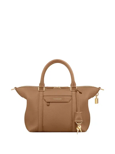 Maison De Sabre Weekender Full-grain Lock Leather Tote Bag In Brown