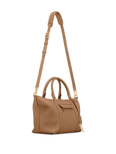 Maison De Sabre Weekender Full-grain Lock Leather Tote Bag In Brown