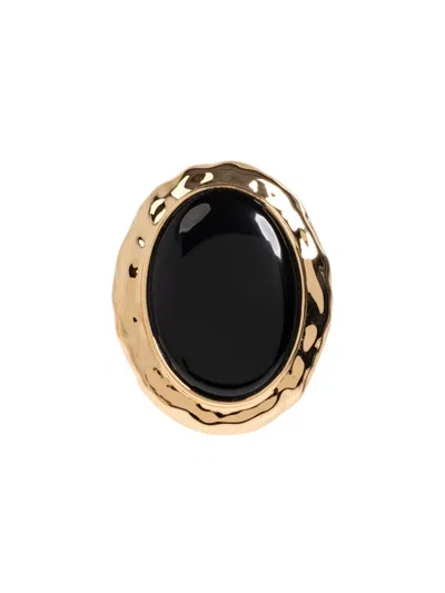 Self-portrait Stone-inlay Earrings In Gold