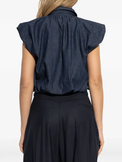 Frame Collared Sleeveless Shirt In Blue