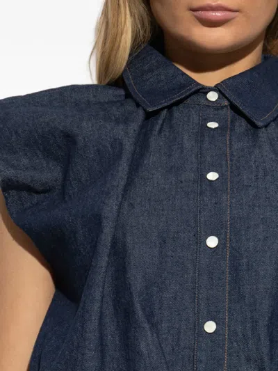 Frame Collared Sleeveless Shirt In Blue