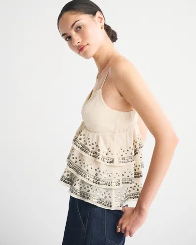 Abercrombie & Fitch Sequin Tiered Cami In Neutral