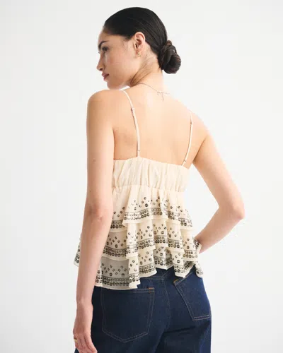Abercrombie & Fitch Sequin Tiered Cami In Neutral