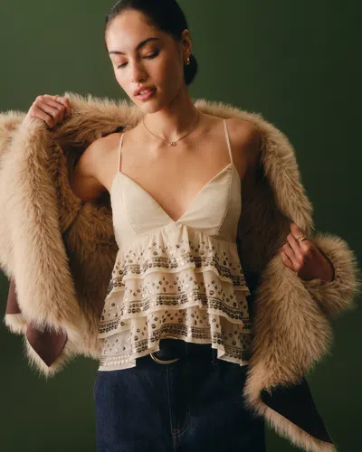 Abercrombie & Fitch Sequin Tiered Cami In Neutral