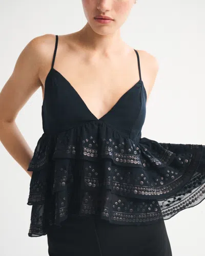 Abercrombie & Fitch Sequin Tiered Cami In Black