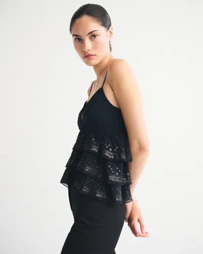 Abercrombie & Fitch Sequin Tiered Cami In Black