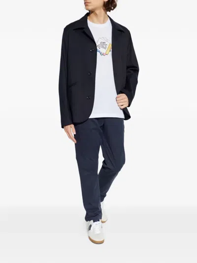 Ps By Paul Smith Button Notched Jacket In Blue