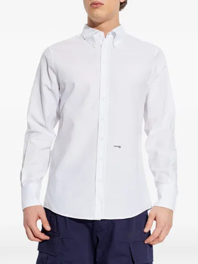 Dsquared2 Logo Printed Buttoned Shirt In White