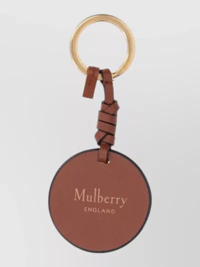 Mulberry Leather Texture Keyring Attachment Round Keychain