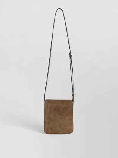 Tom Ford Mini Leather-trimmed Suede Shoulder Bag In Brown
