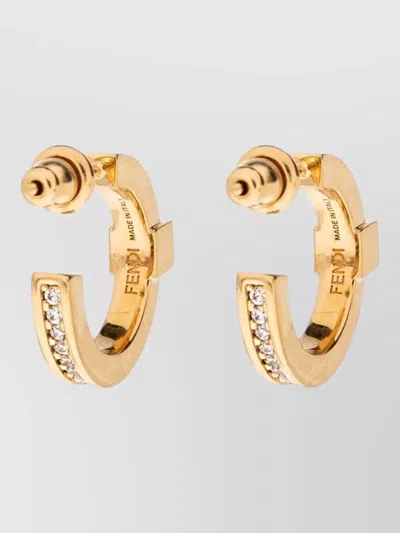 Fendi Forever Metal And Crystal Hoop Earrings Accessories