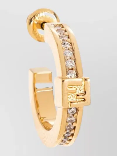 Fendi Forever Metal And Crystal Hoop Earrings Accessories