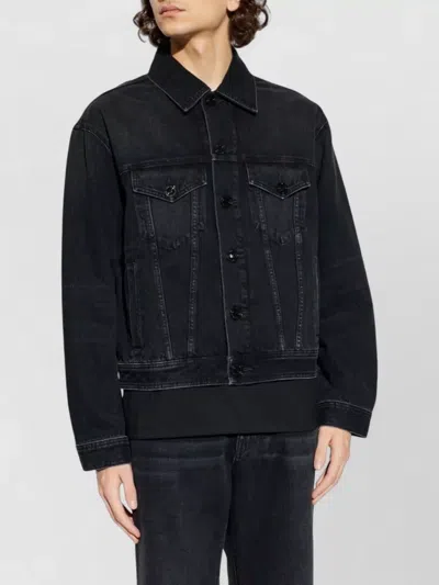 Balmain Long Sleeve Silk Nylon Jacket Front Pockets In Multi