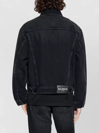 Balmain Long Sleeve Silk Nylon Jacket Front Pockets In Multi