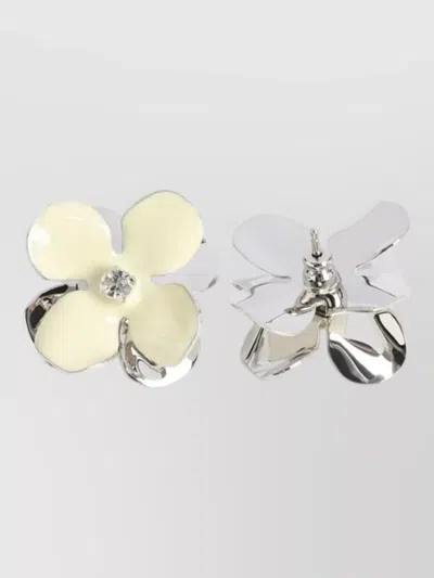 Marni Floral Rhinestone Drop Earrings Pierced Ears