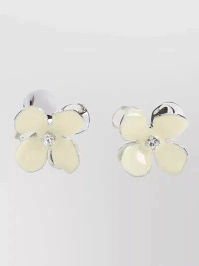 Marni Floral Rhinestone Drop Earrings Pierced Ears