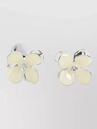 Marni Floral Rhinestone Drop Earrings Pierced Ears