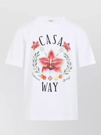 Casablanca Casa Way Orchid Organic Cotton T Shirt In White