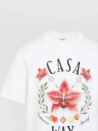 Casablanca Casa Way Orchid Organic Cotton T Shirt In White