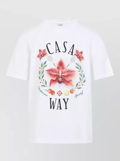 Casablanca Casa Way Orchid Organic Cotton T Shirt In White