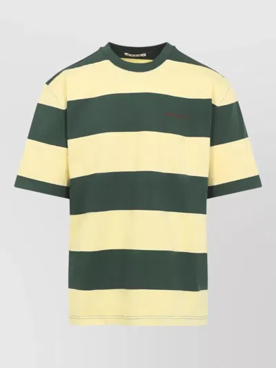 Marni Green And Yellow Maxi-stripe Cotton T-shirt In Multi