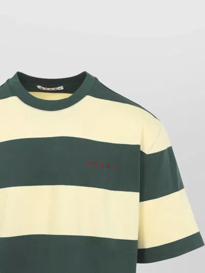 Marni Green And Yellow Maxi-stripe Cotton T-shirt In Multi