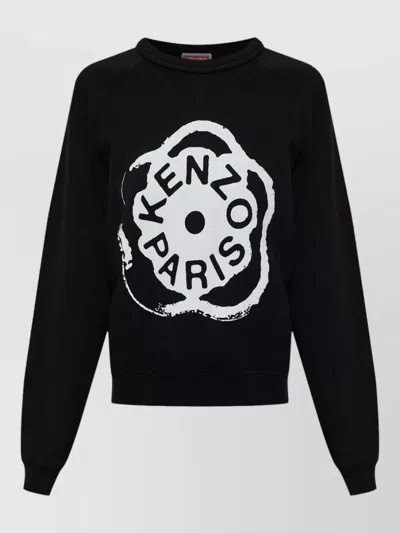 Kenzo Silk Crew Neck Sweatshirt Graphic Print In Multi