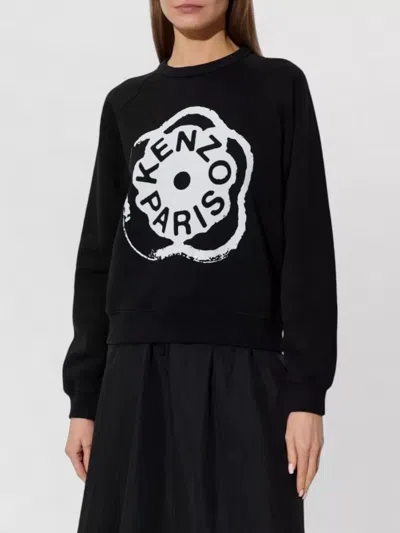 Kenzo Silk Crew Neck Sweatshirt Graphic Print In Multi