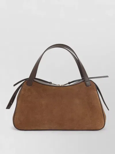 Jil Sander Rectangular Suede Shoulder Bag Double Handles Trim