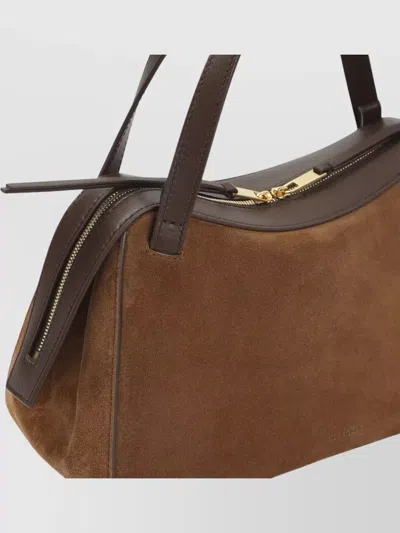 Jil Sander Rectangular Suede Shoulder Bag Double Handles Trim