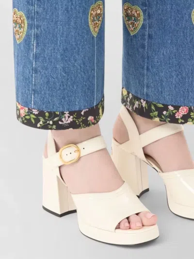 Valentino Lace Sandals Block Heel Platform Slingback In White