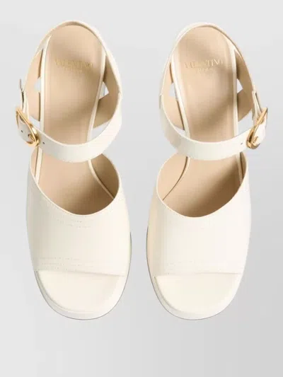 Valentino Lace Sandals Block Heel Platform Slingback In White