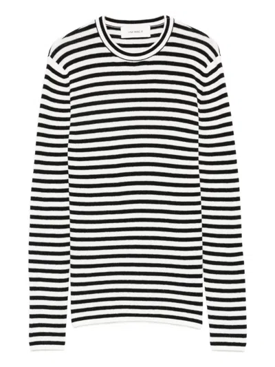 Lisa Yang Vivian Striped Cotton And Cashmere Top In Black