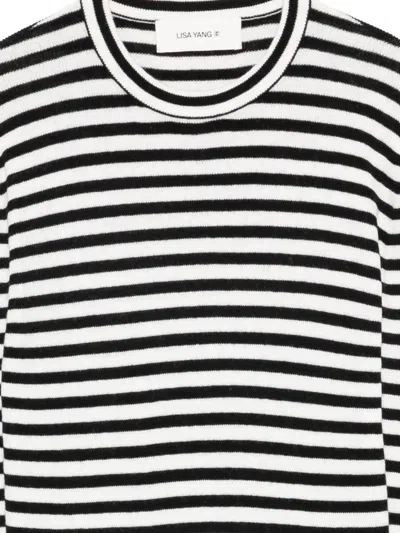 Lisa Yang Vivian Striped Cotton And Cashmere Top In Black