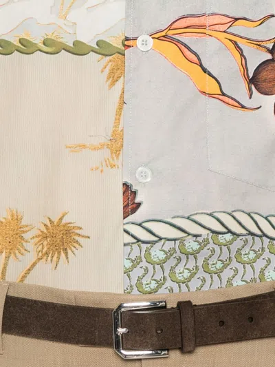 Paul Smith Cotton Shirt Camp Collar Floral Patchwork In Gray