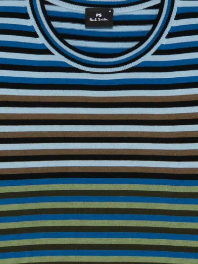 Ps By Paul Smith Ps Paul Smith Stripe Merino Wool Crewneck Sweater In Blue
