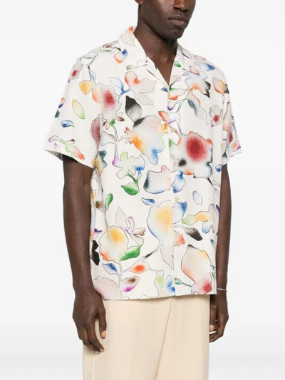 Ps By Paul Smith Paul Smith Floral Print Short Sleeved Casual Fit Button Down Shirt In Neutral