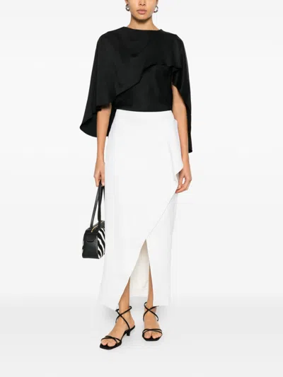 Khaite Jaia Ruffled Split Midi Skirt In White
