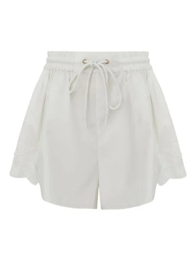Zimmermann Daylight Cotton Shorts In White