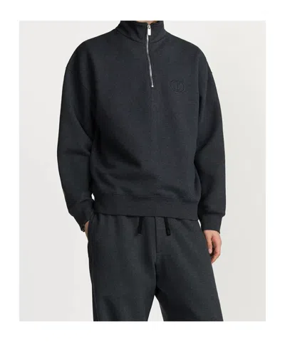 Dior Cd Icon Half-zip Sweatshirt In Black