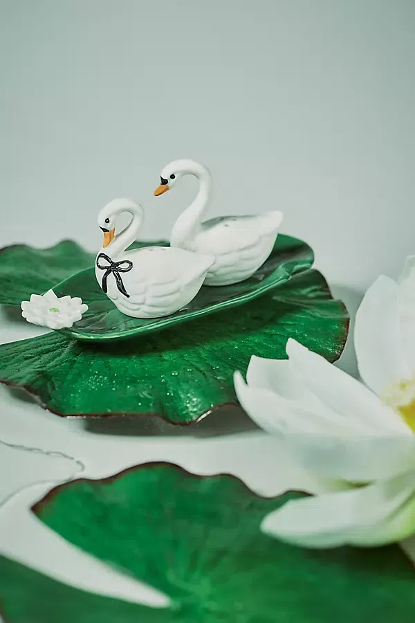 Anthropologie Swan Lake Salt & Pepper Shakers