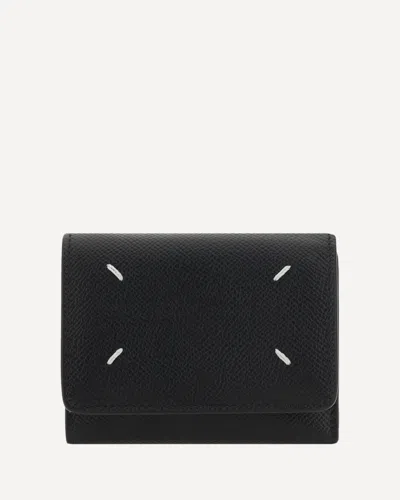 Margiela Black Calf Leather Bos Taurus Wallet In Black