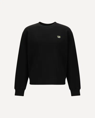 Kenzo Wild Tiger Crew Neck Sweatshirt Ribbed Cuffs Hem In Black