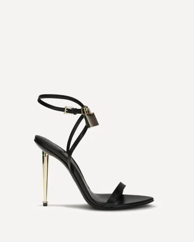 Tom Ford Paintdlock Pointed-toe Buckle Sandals With Signature Metal Heel In Black