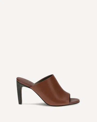 Brunello Cucinelli Brown Calf Leather Bos Taurus High Heel Pumps In Brown