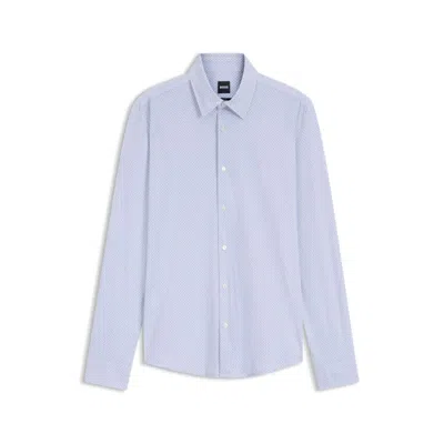Hugo Boss Slim-fit Shirt In Printed Performance-stretch Jersey In Neutral