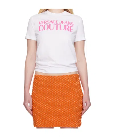 Versace Jeans Couture Logo Print Crewneck T-shirt In Gray