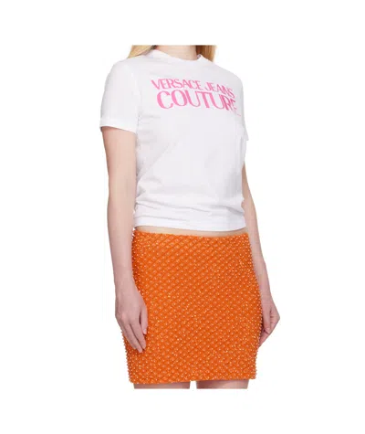 Versace Jeans Couture Logo Print Crewneck T-shirt In Gray