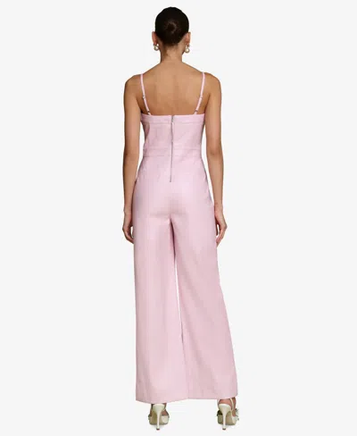 Avec Les Filles Women's Faux-leather Corset Wide-leg Jumpsuit In Pink